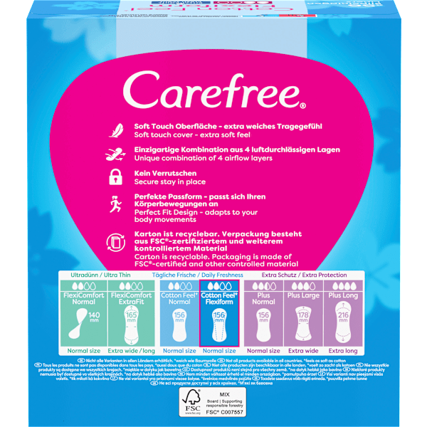 Slipeinlagen Cotton Feel Flexiform mit Frischeduft Carefree