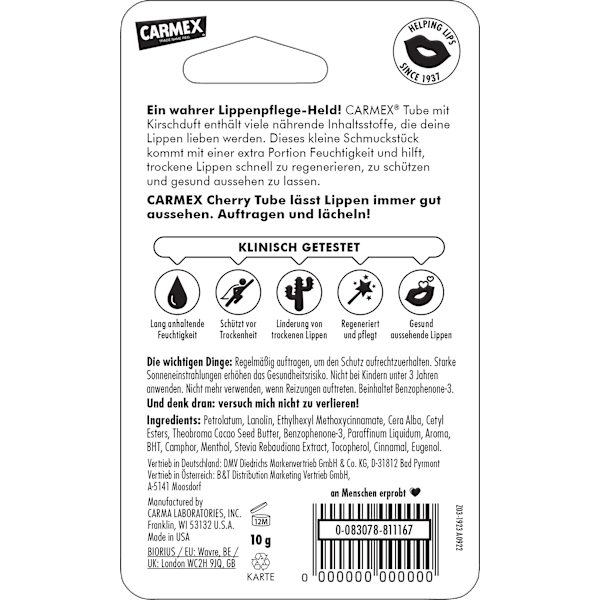 Lippenpflege Cherry Tube LSF 15 Carmex
