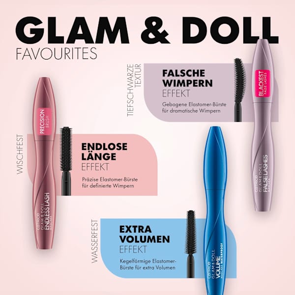 Mascara Glam & Doll Volume Waterproof 010  Black CATRICE