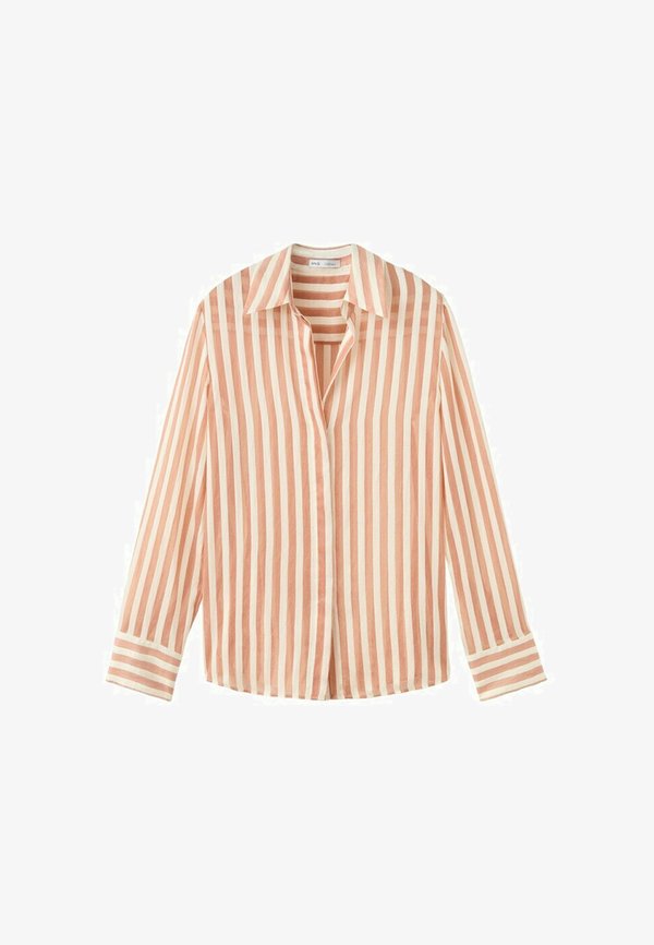 Mango ADULT - Button-down blouse - brown white