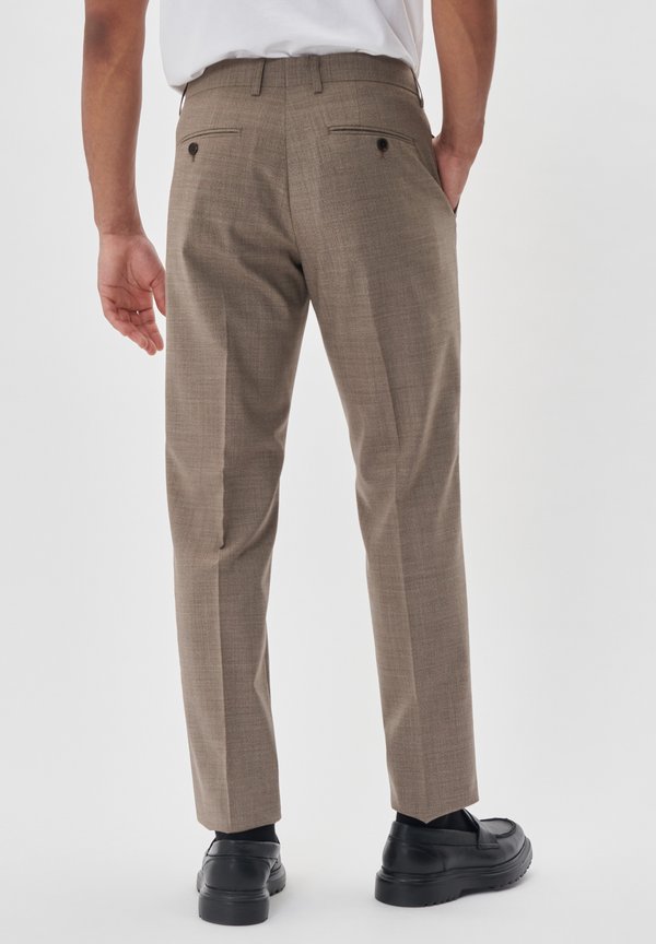 Matinique MALAS - WOOL BLEND SUIT PANTS - BELT STRAPS - STRAIGHT LEG