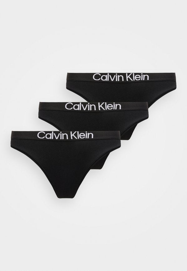 Calvin Klein Underwear THONG EXTRA SOFT 3 PACK - Thong - black