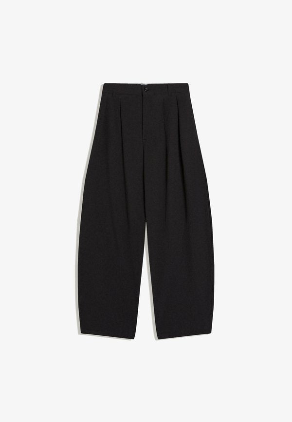 Bershka PLEATED SUPER BAGGY - Trousers - black