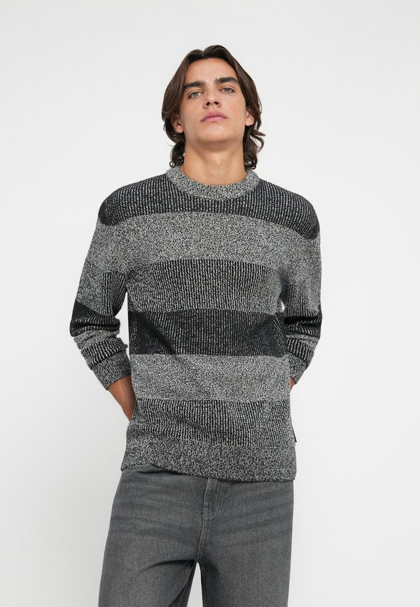 TOM TAILOR DENIM STRUCTURED TWO TONE CREW NECK