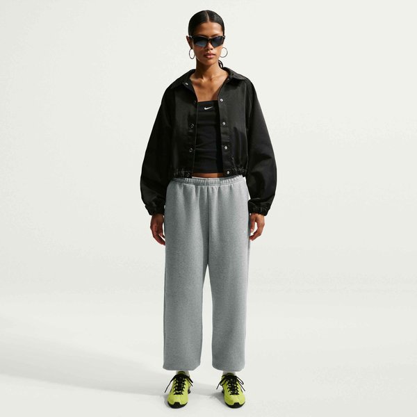 Nike Sportswear STUDIO FLEECE MEDIUM WEIGHT HIGH-RISE OVERSIZED CUFFED PANTS - Tracksuit bottoms - dk grey heather/sail