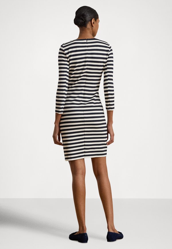 Lauren Ralph Lauren STRIPED PONTE THREE-QUARTER-SLEEVE DRESS