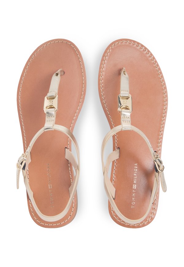 Tommy Hilfiger METALLIC LEATHER TOE POST FLAT SANDALS