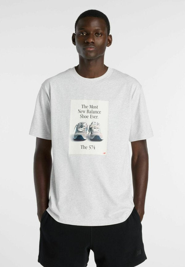 New Balance 574 AD - Print T-shirt - ash heather multi
