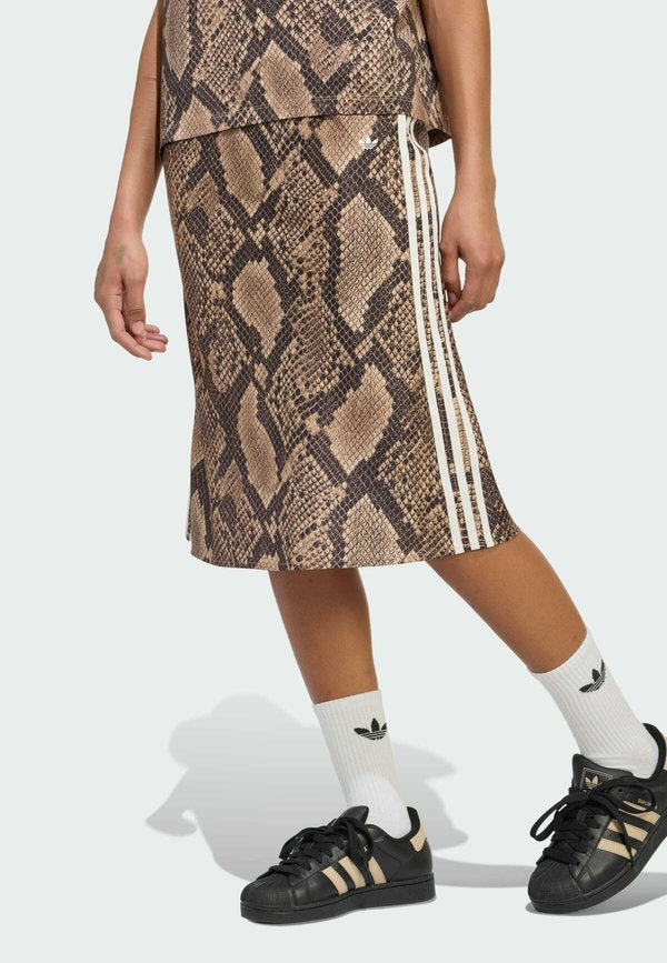 adidas Originals SNAKE PRINT SATIN - A-line skirt - linen   magic beige