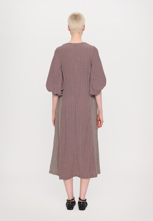 Stine Goya PATCHWORK THREE QUARTER SLEEVE MIDI DRESS