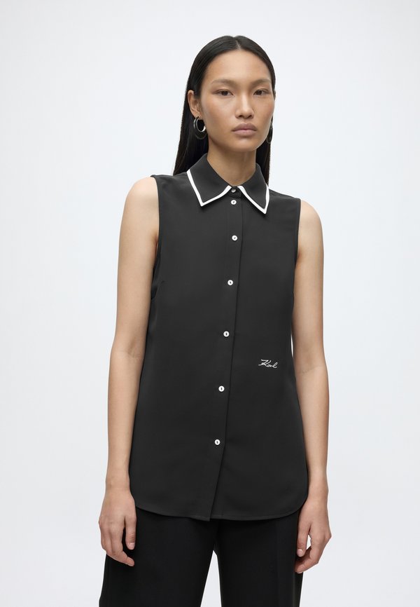 KARL LAGERFELD CONTRAST SLEEVELESS BLOUSE