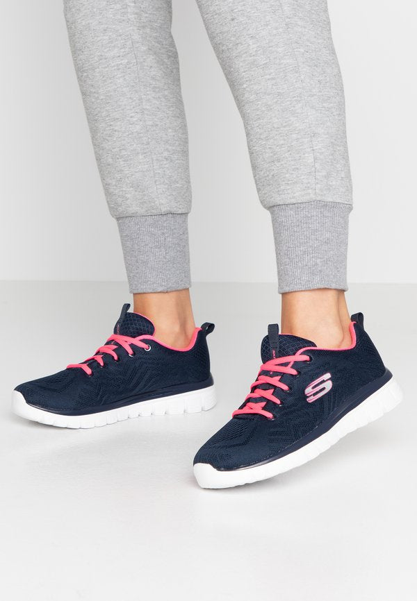 Skechers GRACEFUL WIDE FIT - Trainers - navy/hot pink