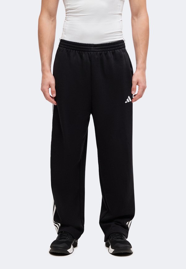 adidas Sportswear ESSENTIALS 3 STRIPES OPEN HEM PANTS - Tracksuit bottoms - black/white