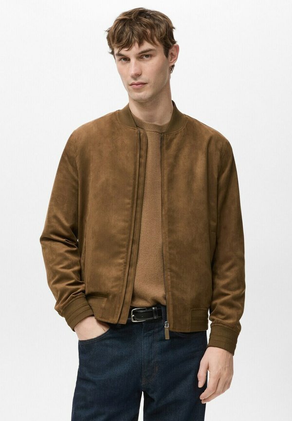 Mango Bomber Jacket - cognac