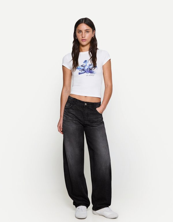 Bershka BALLOON - BAGGY - Relaxed fit jeans - dark grey