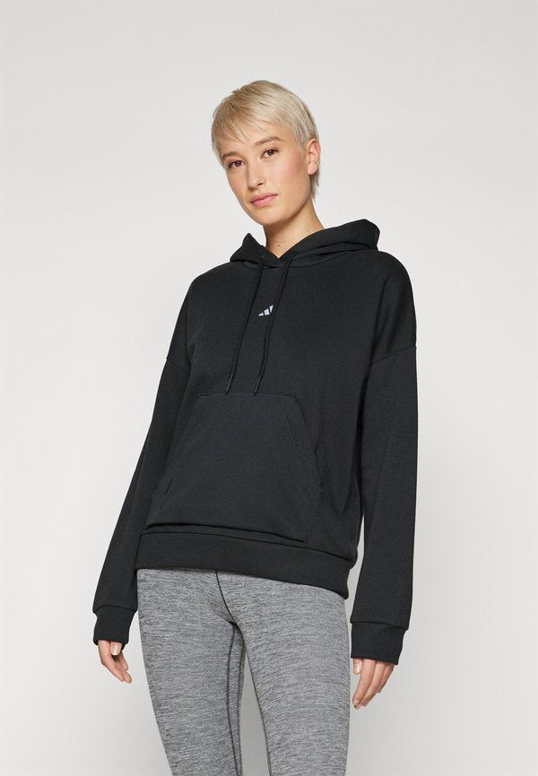 adidas Sportswear ESSENTIALS SMALL LOGO FEEL COZY HOODIE - Hoodie - black/white
