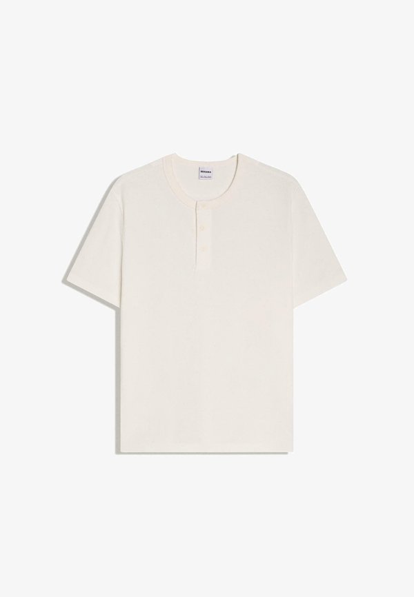 Bershka HENLEY COLLAR - Basic T-shirt - white