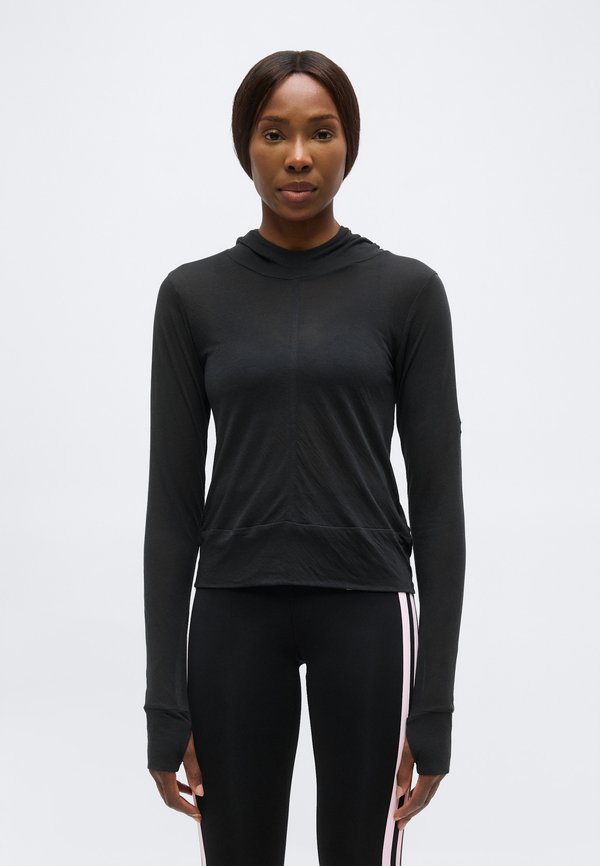 adidas Sportswear SOFT LUX SHEER HOODED LONG SLEEVE - Hoodie - black