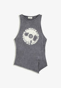 Bershka PRINTED SLEEVELESS ASYMMETRIC - T-SHIRT - Top - grey