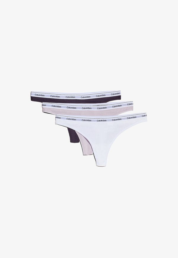 Calvin Klein Underwear THONG LOGO ICON 3 PACK  - Thong - nightshade lilac sugar white