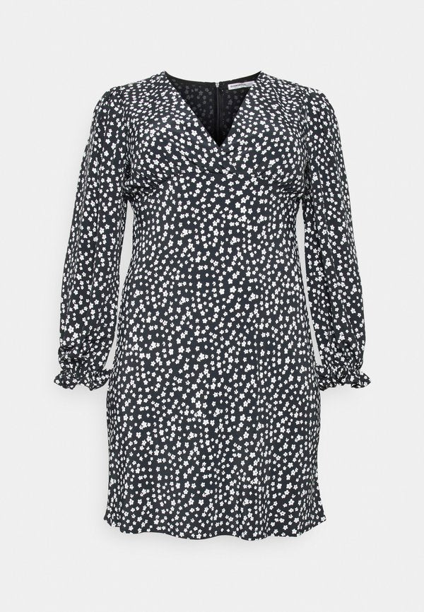 Glamorous Curve PLUNGE NECK LONG SLEEVE MINI DRESS