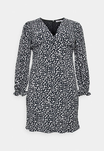 Glamorous Curve PLUNGE NECK LONG SLEEVE MINI DRESS
