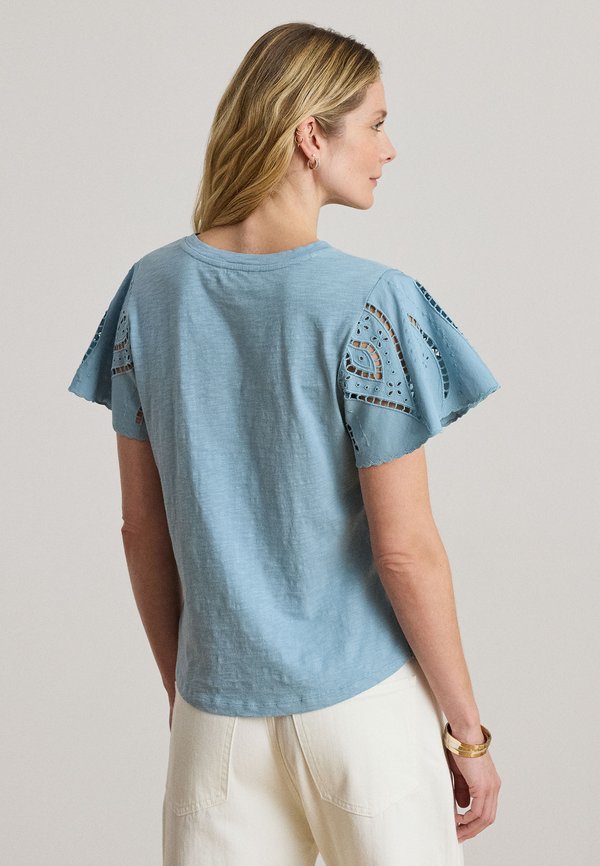 Lauren Ralph Lauren EYELET COTTON JERSEY & BROADCLOTH TOP