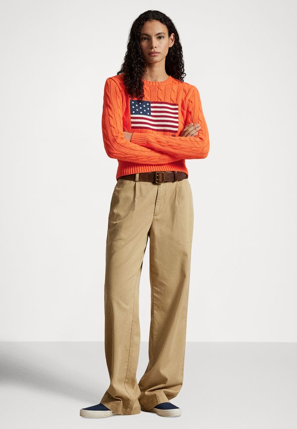 Polo Ralph Lauren FLAG SHRUNKEN CABLE COTTON SWEATER
