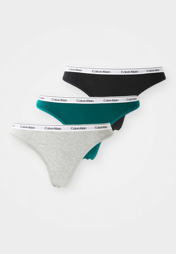 Calvin Klein Underwear THONG LOGO ICON 3 PACK  - Thong - black/grey heather/turf