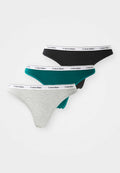 Calvin Klein Underwear THONG LOGO ICON 3 PACK  - Thong - black/grey heather/turf