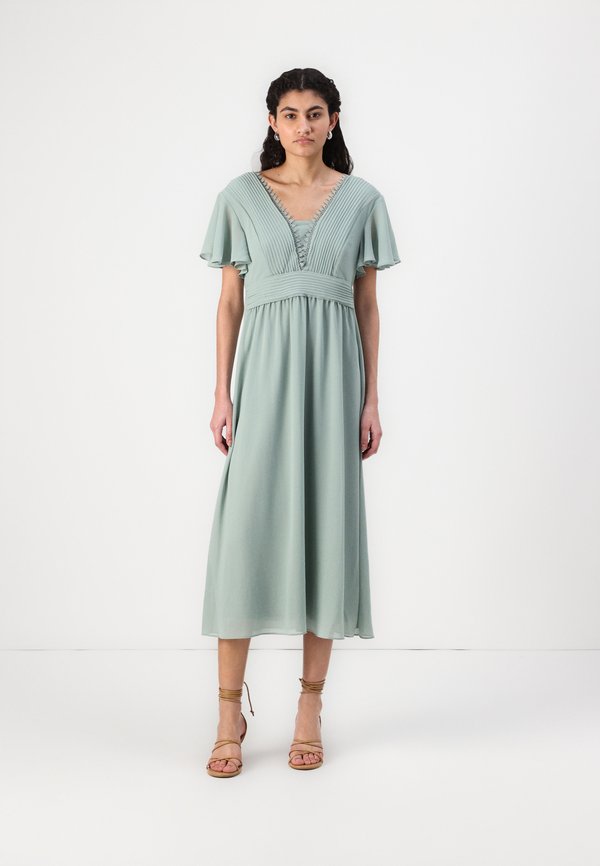 VILA VILILLA V NECK MIDI DRESS