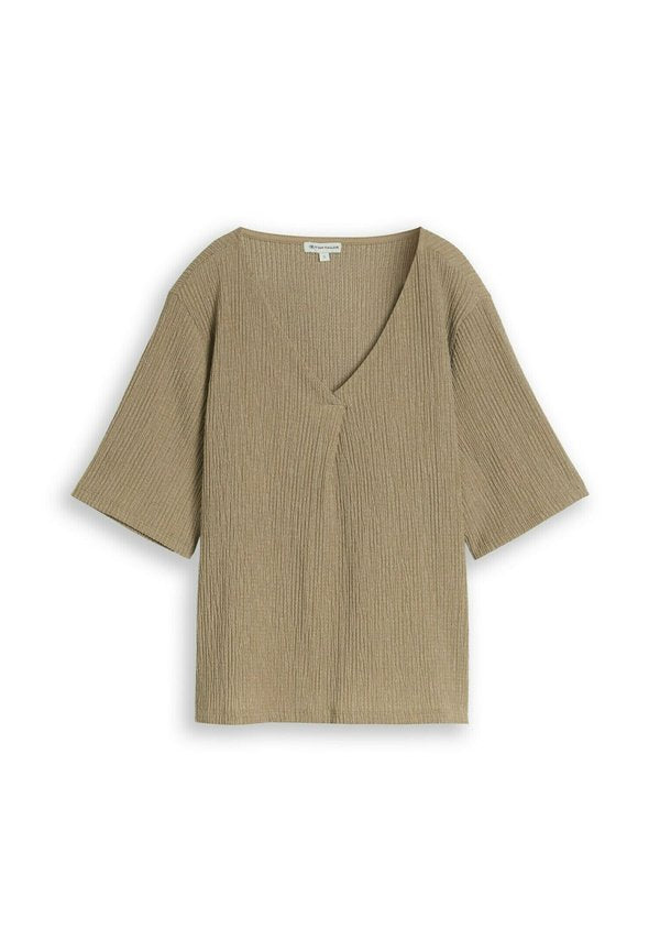 TOM TAILOR TOM TAILOR T-SHIRT CRINKLE T-SHIRT MIT V-AUSSCHNITT
