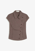 Bershka CROSSOVER BUTTON SHORT SLEEVE - SHIRT - Button-down blouse - bordeaux