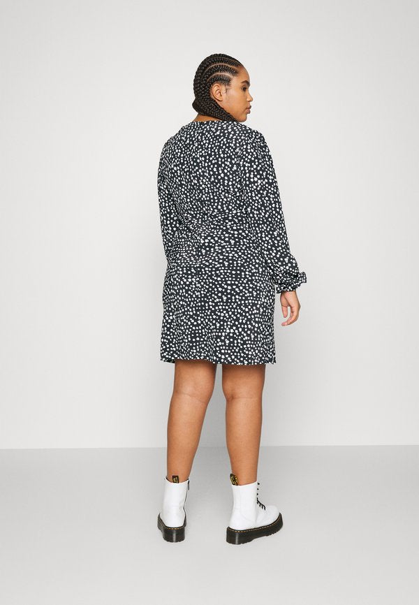 Glamorous Curve PLUNGE NECK LONG SLEEVE MINI DRESS