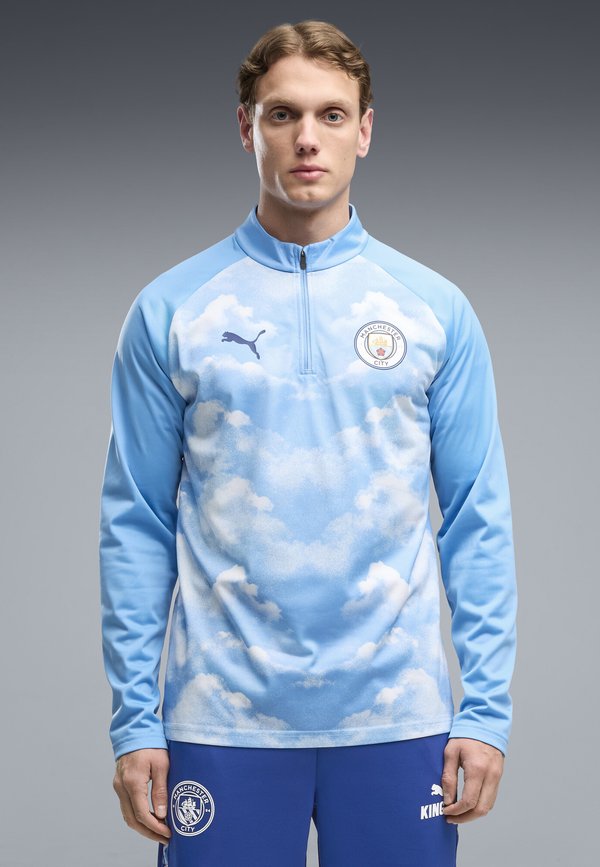Puma MANCHESTER CITY AUFWÄRMOBERTEIL MIT REISSVERSCHLUSS BIS ZUM HALS - Club wear - icy blue-regal blue
