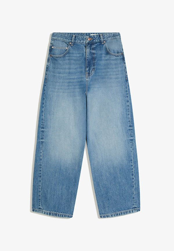 Bershka EMBROIDERED NEOBARREL - JEANS - Relaxed fit jeans - light blue