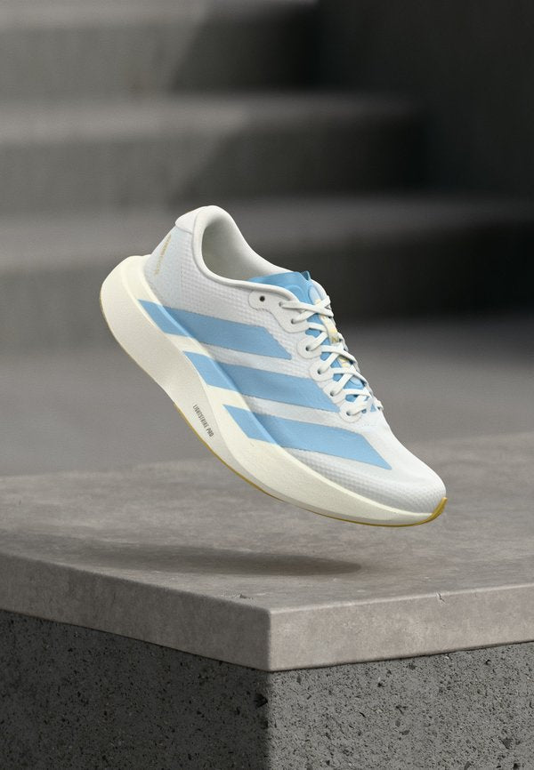 adidas Performance ADIZERO EVO SL WOVEN W - Road running shoes - footwear white/clear blue/matte gold-coloured