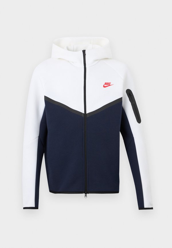 Nike Sportswear Fleece jacket - white/obsidian/speed red