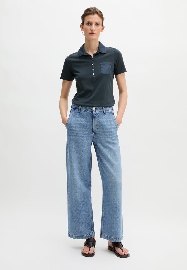 Marc O'Polo MARC O'POLO KURZARM POLOSHIRT SLIM MIT MATERIAL-MIX-DETAILS