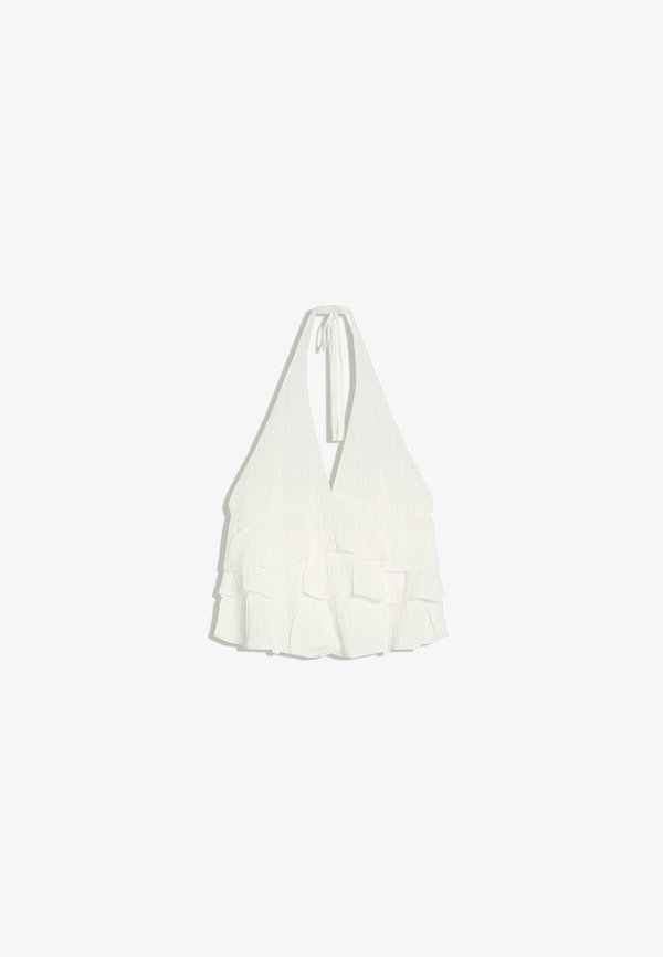 Bershka SHIMMERY RUFFLE  - Top - white