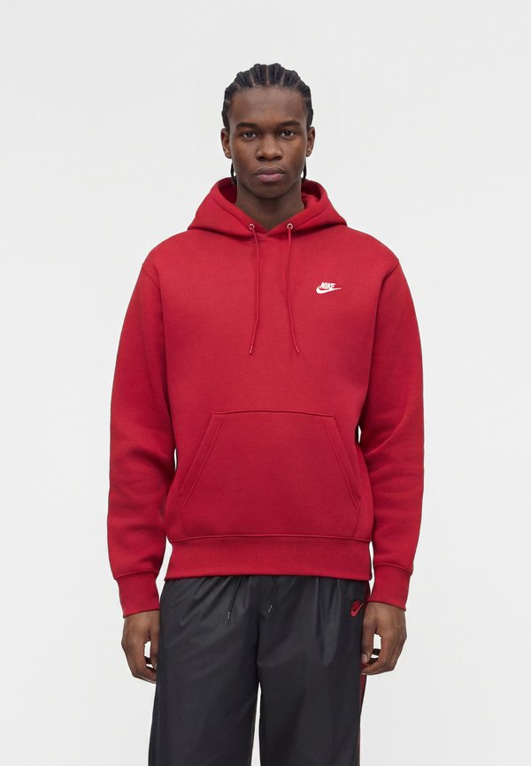 Nike Sportswear CLUB HOODIE - Hoodie - tough red/white