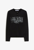 Bershka PRINTED HENLEY JUMPER - Jumper - black