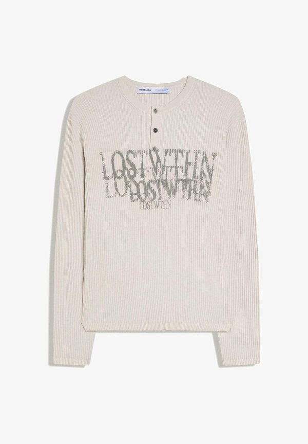 Bershka PRINTED HENLEY JUMPER - Jumper - grey
