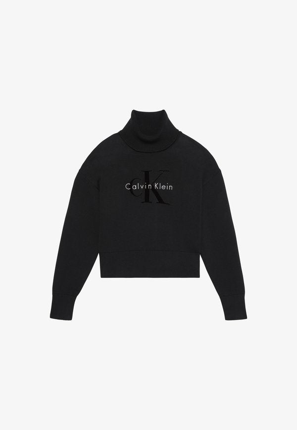 Calvin Klein Jeans LS LOGO TNECK PULLOVER - Jumper - black
