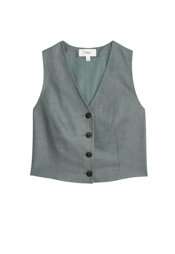 Marks & Spencer Linen Blend Tailored Vest