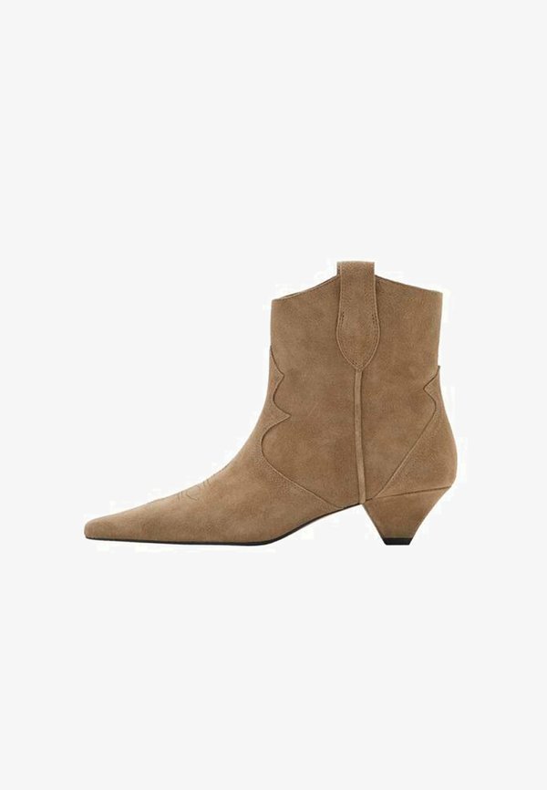 Mango Cowboy/biker ankle boot - sand