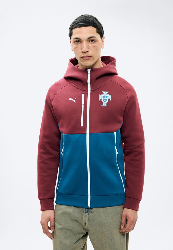 Puma PORTUGAL FPF HOODIE - National team wear - ruby shimmer/ocean tropic