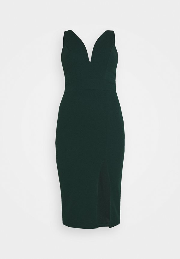WAL G. V NECK PLUNGE MIDI DRESS