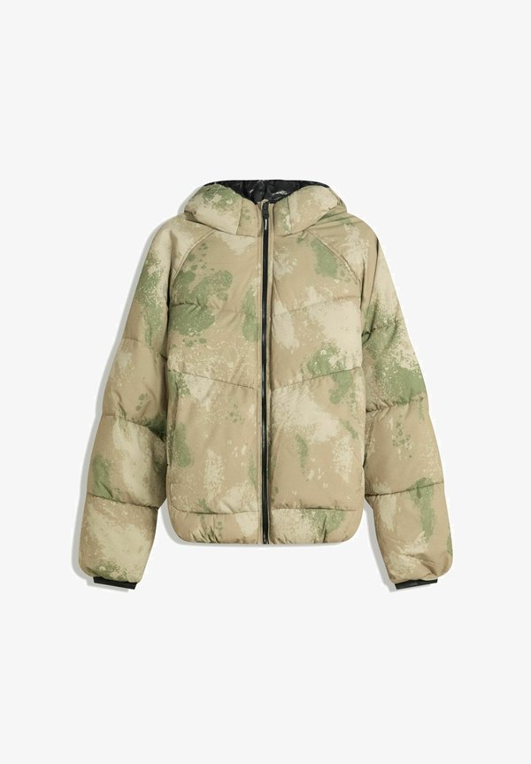 Bershka WITH HOOD - PUFFER - Winter jacket - khaki