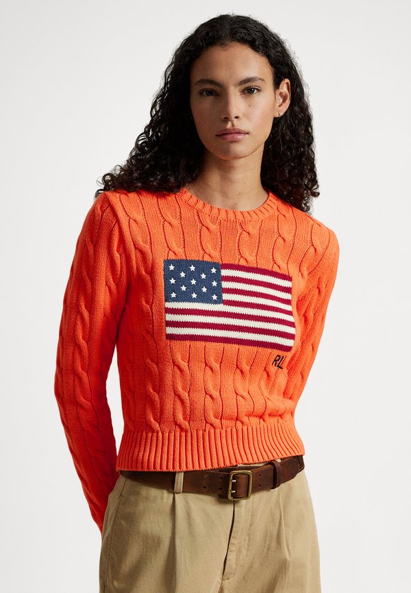 Polo Ralph Lauren FLAG SHRUNKEN CABLE COTTON SWEATER